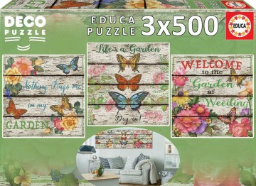 Puzzelwereld-Legpuzzel-Educa-Country Garden-3 x 500 stukjes-17965 F