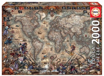 Puzzelwereld legpuzzel educa 18008 wereldkaart piraten 2000 stukjes F