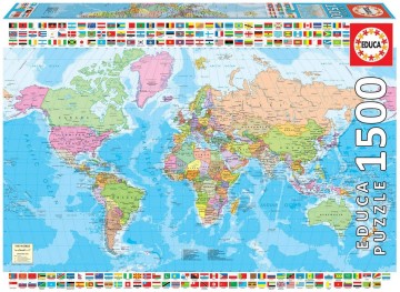 Puzzelwereld legpuzzel educa 18500 politieke wereldkaart 1500 stukjes F