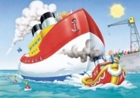 Puzzelwereld-Legpuzzel-Jumbo- Sleepboot met Zeeschip-20 stukjes-00828-1