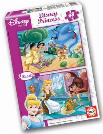 Puzzelwereld-Legpuzzel-Educa-Assepoester & Jasmin-2 x 48 stukjes-12907