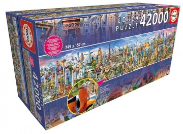 Puzzelwereld-Legpuzzel-Educa-Reis Rond de Wereld-42000 stukjes-17570 L