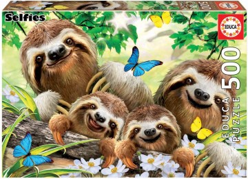 Puzzelwereld-Legpuzzel-Educa-Selfie van de Slothfamilie-500 stukjes-18450 F