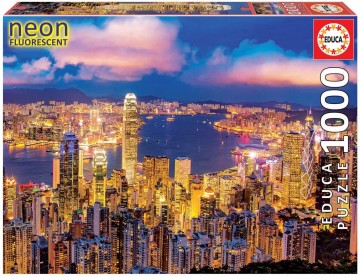 Educa- Neon Legpuzzel-Neon Hong Kong Skyline-1000 stukjes-18462 F