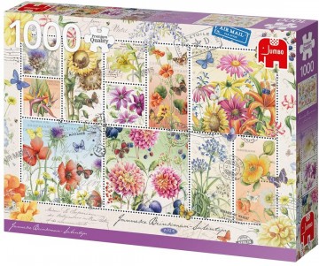 Puzzelwereld-Legpuzzel-Jumbo- Flower Stamps, Summer Flowers, Janneke Brinkman-1000 stukjes-18812 R