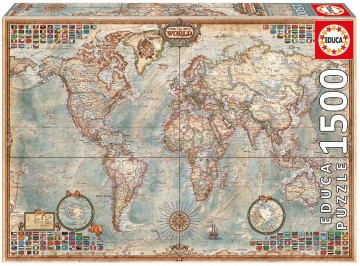 puzzelwereld legpuzzel educa 16005 politieke wereldkaart 1500 stukjes F