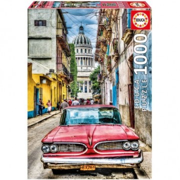 Puzzelwereld-Legpuzzel-Educa-Vintage Car in Old Havanna-1000 stukjes-16754 Fna