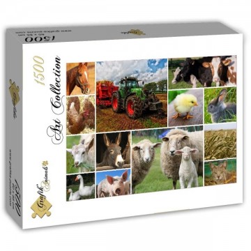 Puzzelwereld-Legpuzzel-Grafika-Collage Boerderijdieren-1500 stukjes-F00141 L