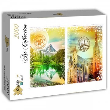 Puzzelwereld-Legpuzzel-Grafika-Oostenrijk en Zwitserland-2000 stukjes-F00236 L