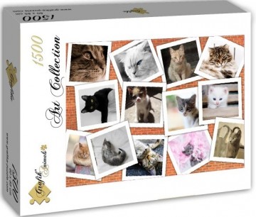 Puzzelwereld-Legpuzzel-Grafika-Collage Katten-1500 stukjes-F00382 L
