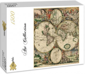 Puzzelwereld legpuzzel grafika 00641 carte du monde produced in amsterdam 1689 1500 stukjes L