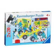 Puzzelwereld-Legpuzzel-Ravensburger-Racewagen-2 x 20 stukjes-89826