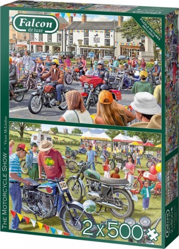 Puzzelwereld legpuzzel falcon de luxe 11312 The Motorcycle Show 2 X 500 stukjes R