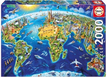 Puzzelwereld-Legpuzzel-Educa-Wereld Monumenten-2000 stukjes-17129 F