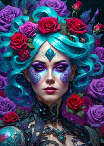 Puzzelwereld   enjoy   1000 stukjes   gothic bloemen portret   ej2169