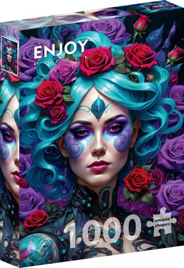 Puzzelwereld   enjoy   1000 stukjes   gothic bloemen portret 2   ej2169