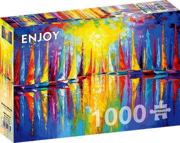 Puzzelwereld   enjoy   1000 stukjes   regenboog zeilboten    2 ej1732