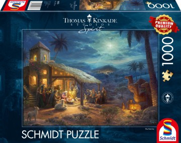 Puzzelwereld   legpuzzel   schmidt   59676   thomas kinkade de kerststal d  1000 stukjes