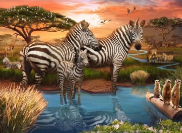 Puzzelwereld   ravensburger   173761   zebras bij de drinkplaats   500 stukjes p