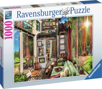 Puzzelwereld   ravensburger   174966   tiny house in redwood forest   1000 stukjes d