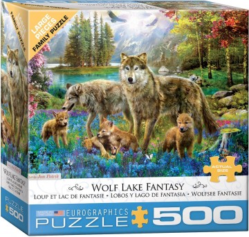 Puzzelwereld legpuzzel eurographics 5360 wolf lake fantasy 500 stukjes XXL L