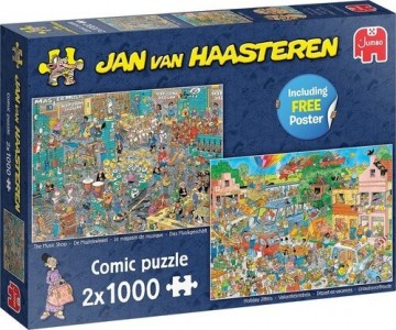 Puzzelwereld legpuzzel Jumbo 20049 jan van haasteren De Muziekwinkel en Vakantiekriebels 2 X 1000 stukjes L