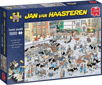 Puzzelwereld legpuzzel  jan van haasteren de veemarkt puzzel   1000 stukjes links