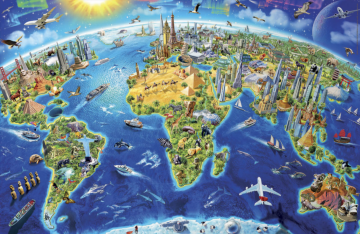 Puzzelwereld legpuzzel 19036 symbolen van de wereld 1000 stukjes miniatuur P