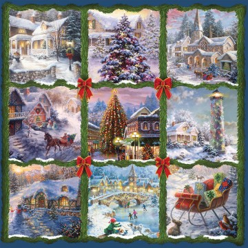 Puzzelwereld legpuzzel alipson puzzle 50056 negen kerstpatches 1000 stukjes p