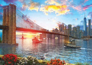 Puzzelwereld legpuzzel art puzzle 5185 sunset on new york 1000 stukjes P