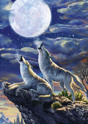 Puzzelwereld legpuzzel art puzzle 5217 the full moon wolves 1000 stukjes p