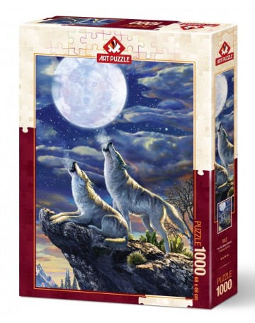 Puzzelwereld legpuzzel art puzzle 5217 the full moon wolves 1000 stukjes r