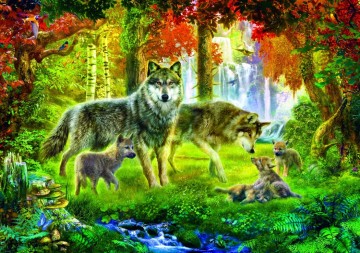 Puzzelwereld legpuzzel bluebird 70156 summer wolf family 1000 stukjes p