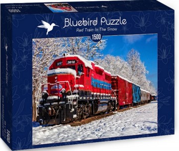 Puzzelwereld legpuzzel bluebird 70282 red train in the snow 1500 stukjes d