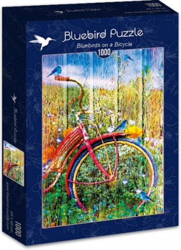 Puzzelwereld legpuzzel bluebird 70300 bluebirds on a bicycle 1000 stukjes d