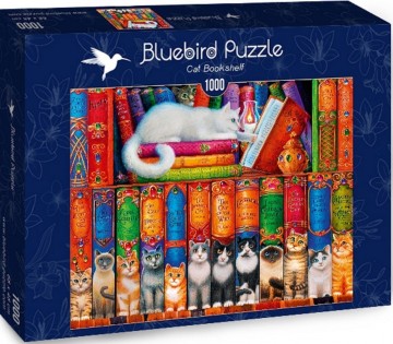 Puzzelwereld legpuzzel bluebird 70344 cat bookshelf 1000 stukjes d