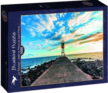 Puzzelwereld legpuzzel bluebird 90300 de pier en de vuurtoren van saint pierre reunion eiland 1000 stukjes d
