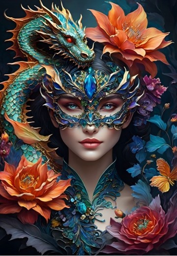 Puzzelwereld legpuzzel bluebird 90926 lady with a dragon 1000 stukjes p