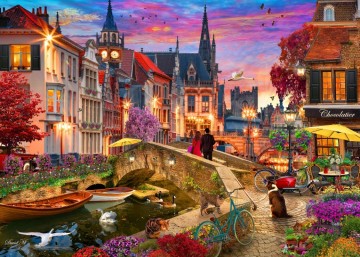 Puzzelwereld legpuzzel bluebird 90971 evening on canal 1000 stukjes p