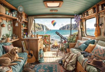 Puzzelwereld legpuzzel bluebird 91012 camping coast 1000 stukjes p