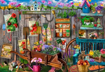 Puzzelwereld legpuzzel bluebird 91017 garden tool fence 1000 stukjes p