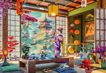 Puzzelwereld legpuzzel bluebird 91018 japan tea room 1000 stukjes p