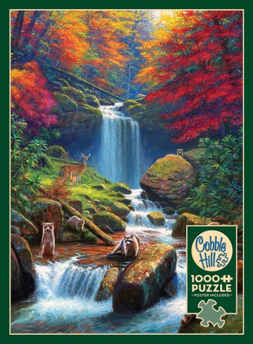 Puzzelwereld legpuzzel cobble hill 40002 mystic falls in autumn 1000 stukjes f