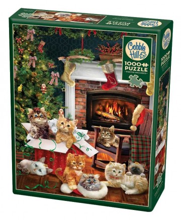 Puzzelwereld legpuzzel cobble hill 40216 christmas kittens 1000 stukjes r