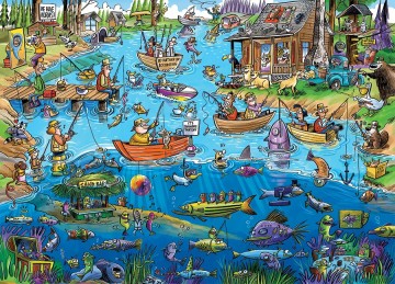 Puzzelwereld legpuzzel cobble hill 44503 gone fishing 1000 stukjes p