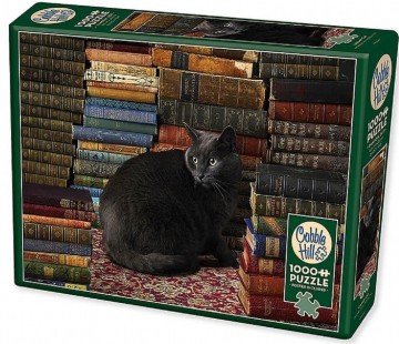 Puzzelwereld legpuzzel cobble hill 80124  library cat 1000 stukjes d