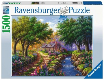 Puzzelwereld legpuzzel cottage bij de rivier ravensburger 171095 1500 stukjes d