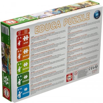 Puzzelwereld legpuzzel educa 15620 dinosaurus twee keer 100 stukjes a