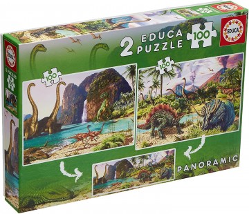 Puzzelwereld legpuzzel educa 15620 dinosaurus twee keer 100 stukjes d