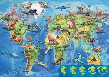 Puzzelwereld legpuzzel educa 18997 dinosaurus wereldkaart 150 stukjes p